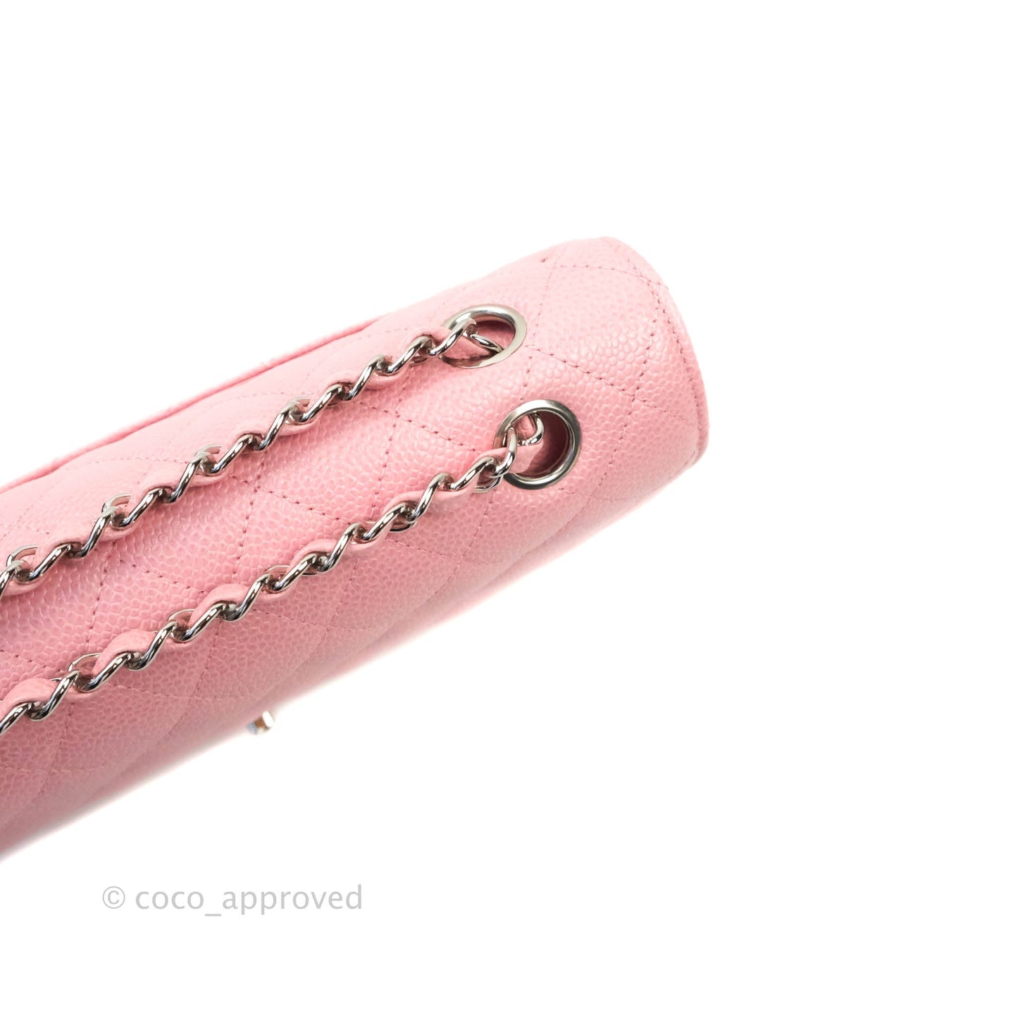 Chanel Quilted M/L Medium Double Flap Pink Caviar Silver Hardware