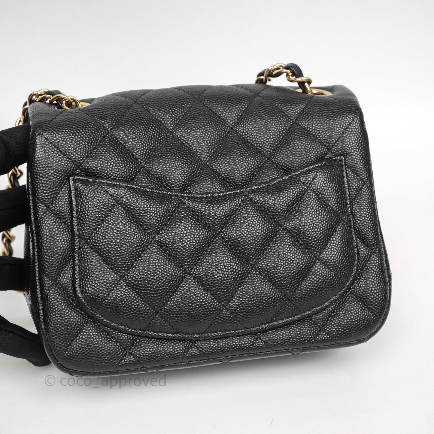Chanel Mini Square Quilted Black Caviar Gold Hardware