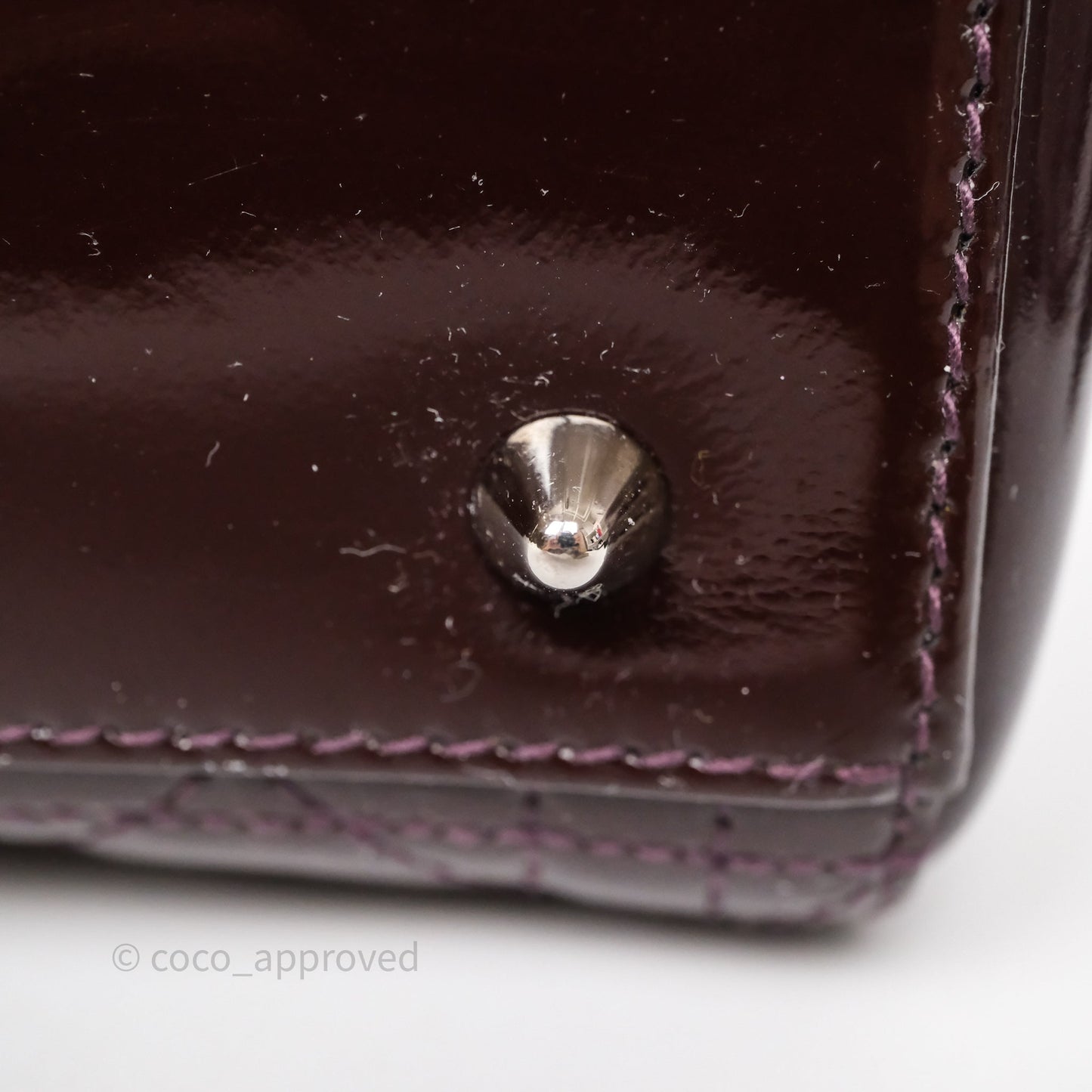 Christian Dior Medium Lady Dior Burgundy Patent Silver Hardware