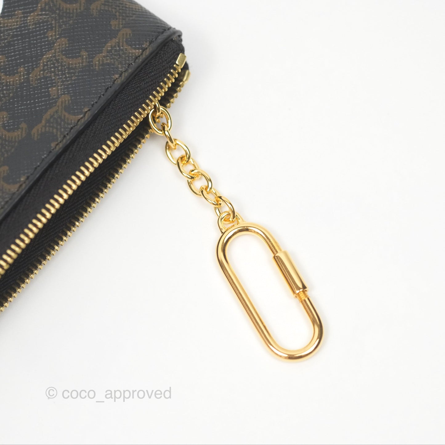 Celine Coin & Card Pouch Black Triomphe Canvas