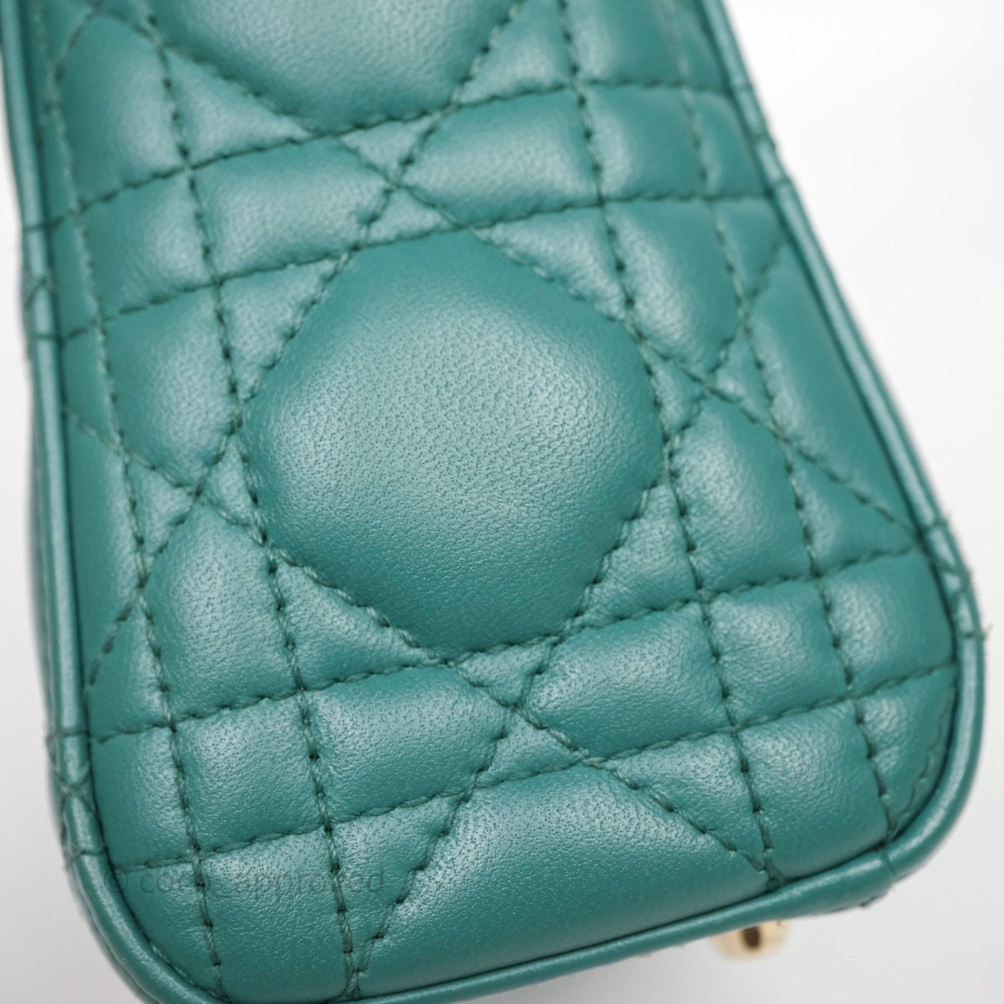 Christian Dior Mini Lady Dior Cannage Green Lambskin Gold Hardware