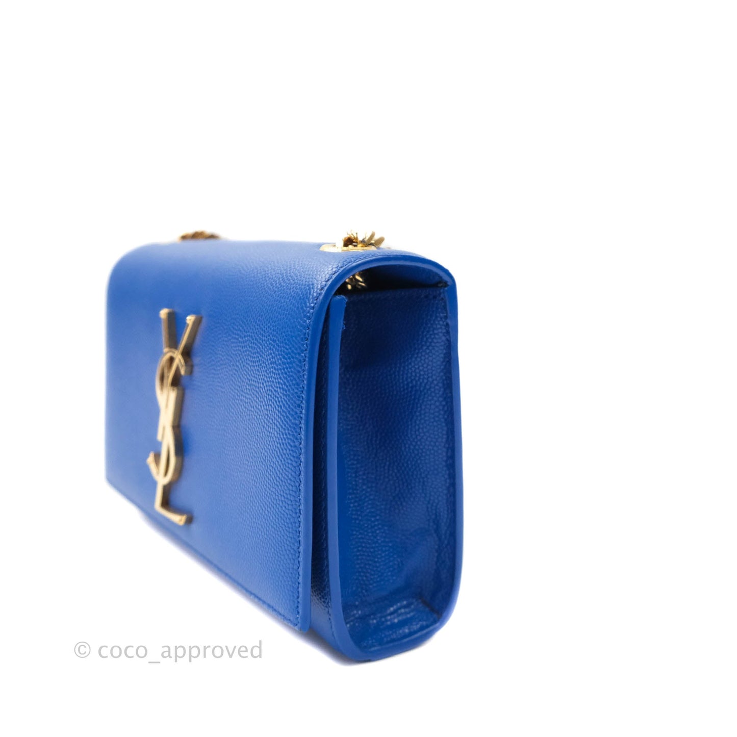 Saint Laurent Classic Kate Original Small Blue Grained Calfskin Gold Hardware