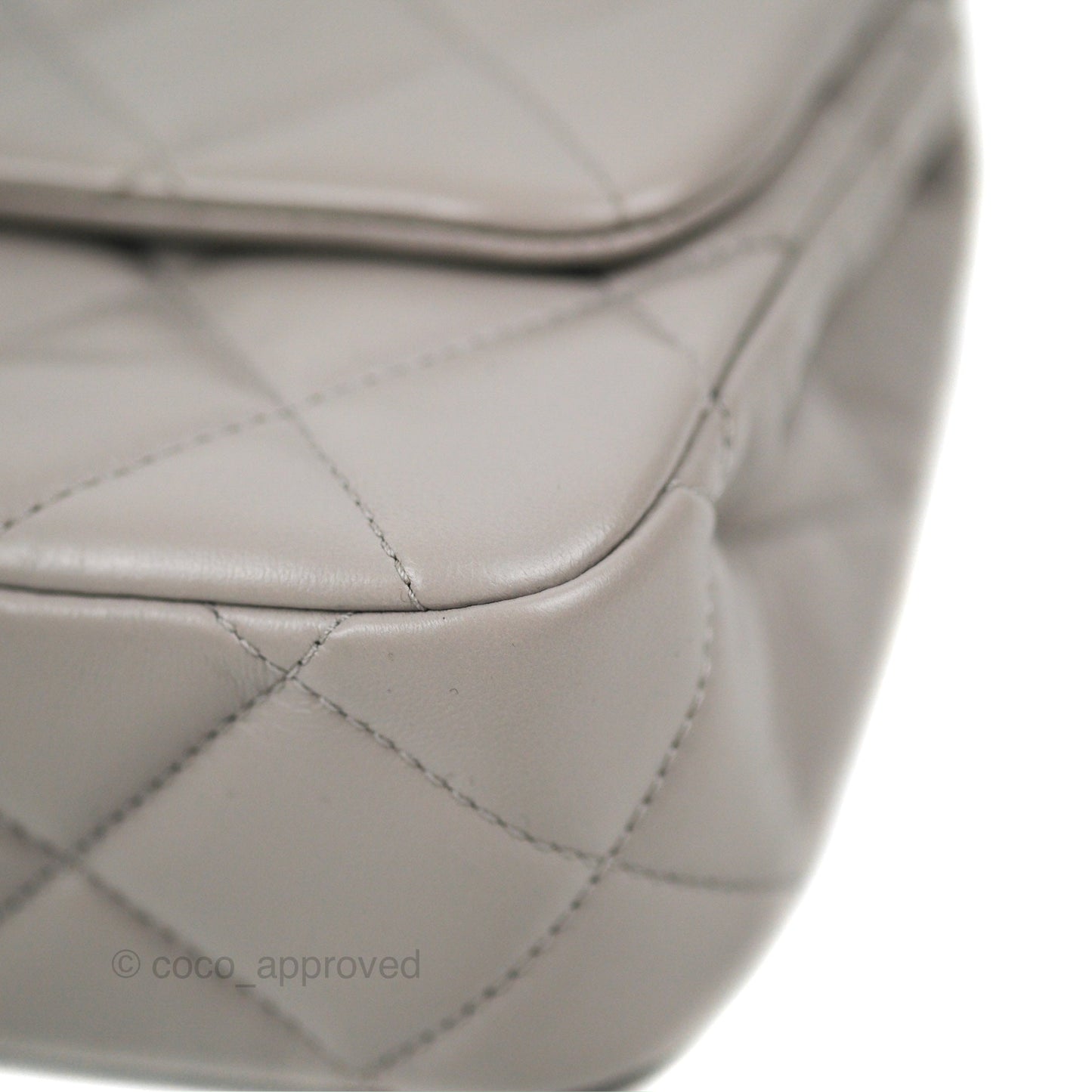 Chanel Flap Bag Grey Clair Lambskin Aged Gold Hardware 22B
