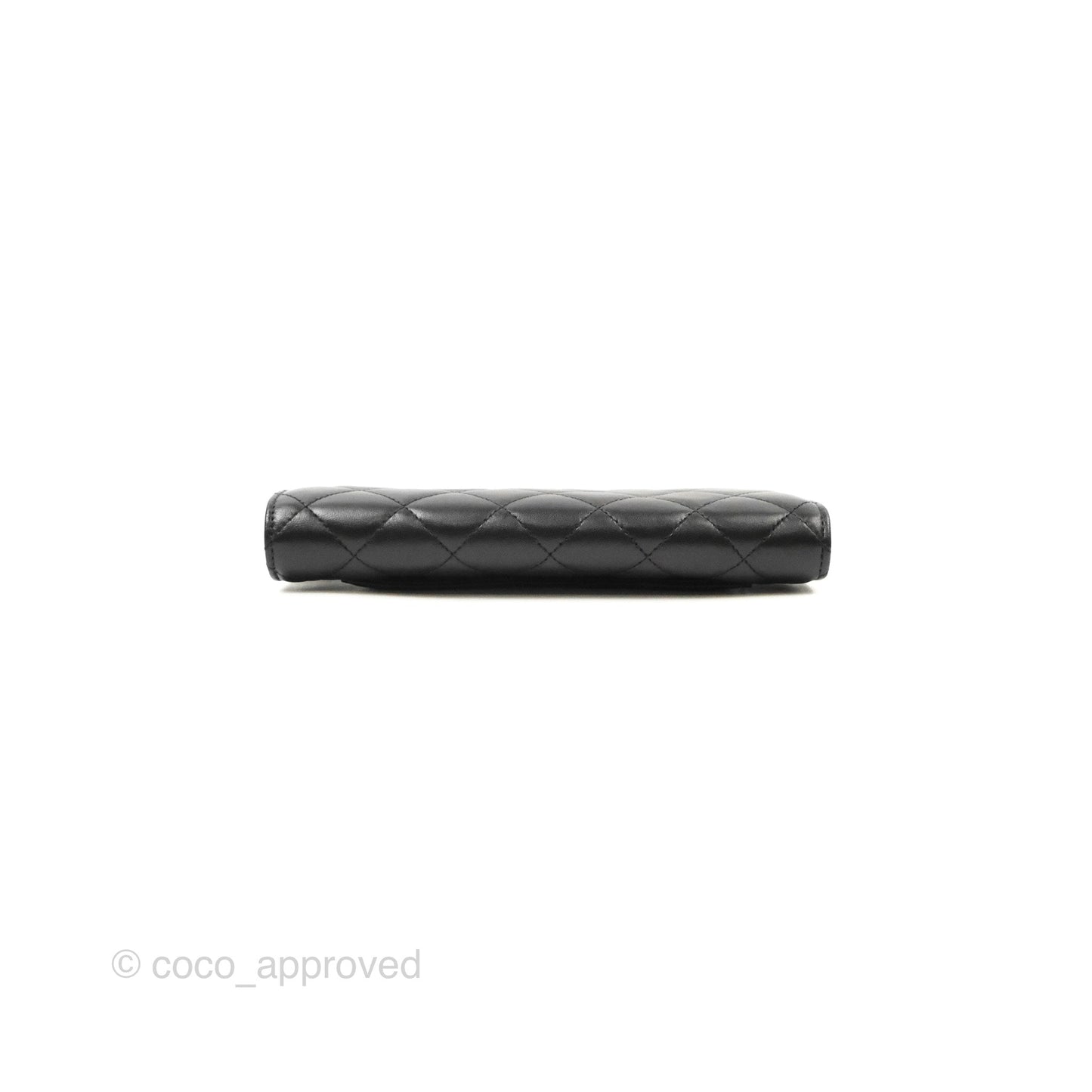 Chanel Classic Quilted Long Wallet Black Lambskin Silver Hardware