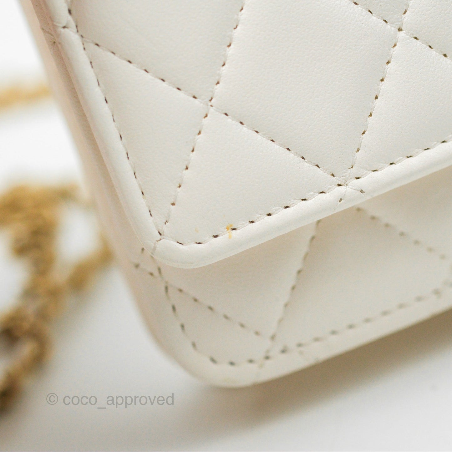 Chanel Quilted WOC White Lambskin Gold Hardware With Charms