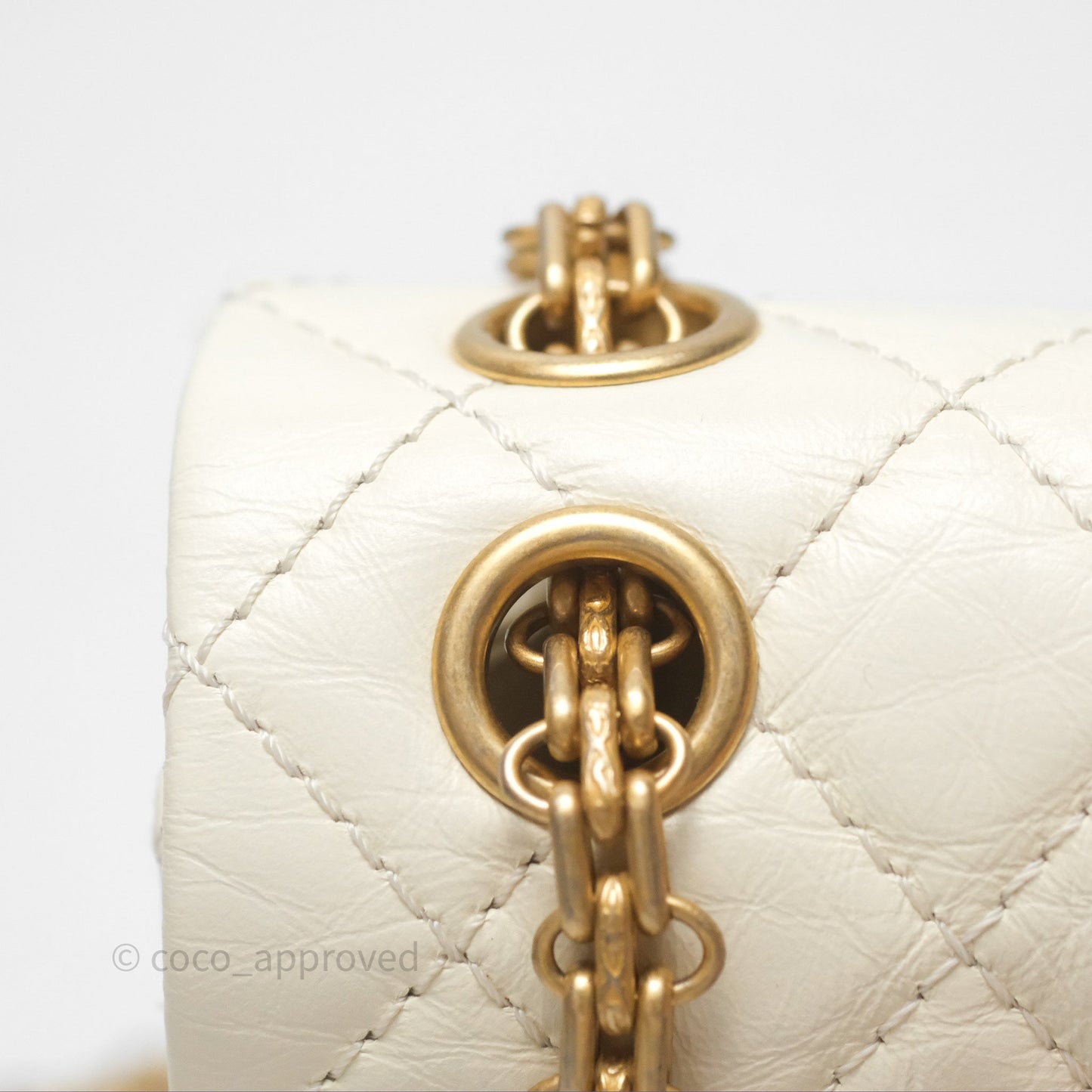 Chanel Mini Reissue 224 White Ivory Aged Calfskin Aged Gold Hardware