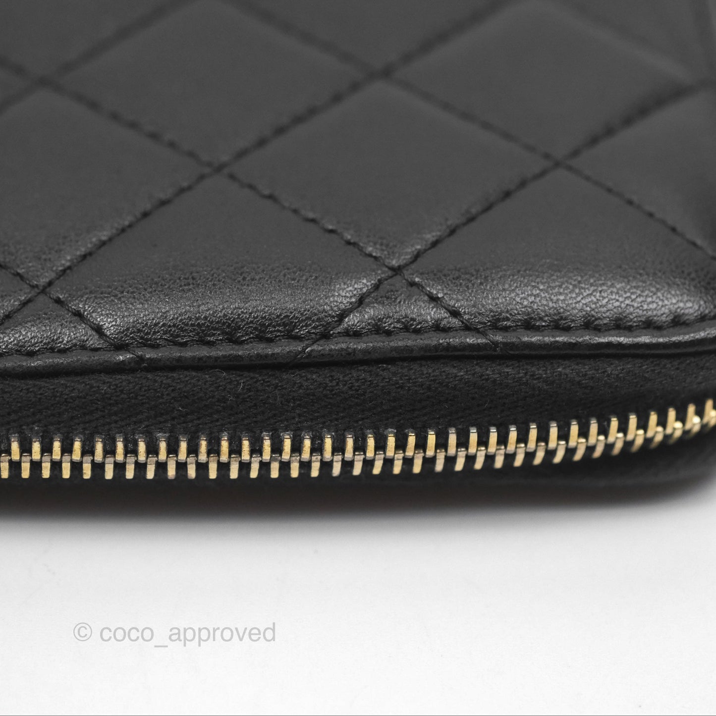 Chanel Zip Around Organiser Wallet Black Lambskin Gold Hardware