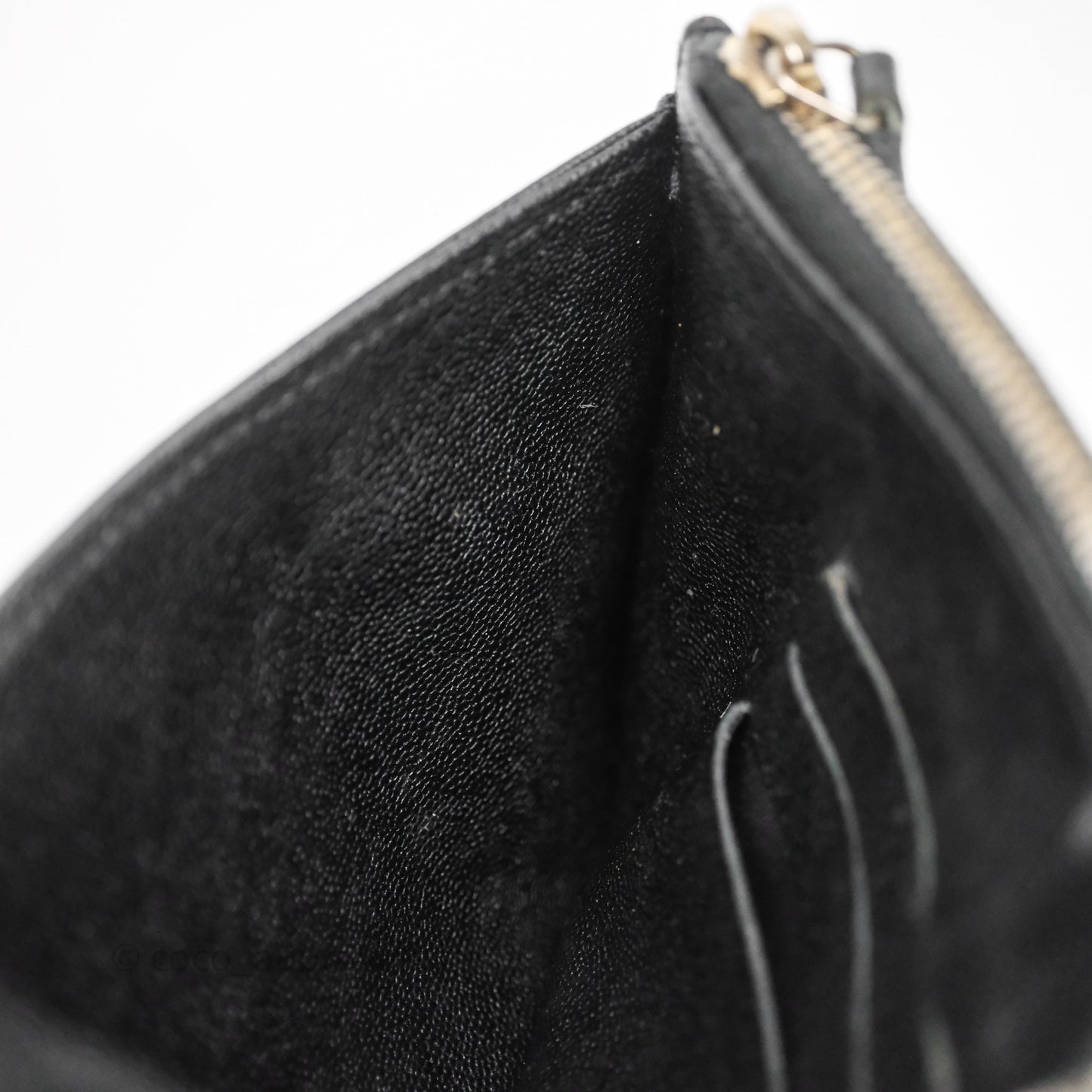 Chanel Boy Zip Long Wallet Black Caviar Gold Hardware