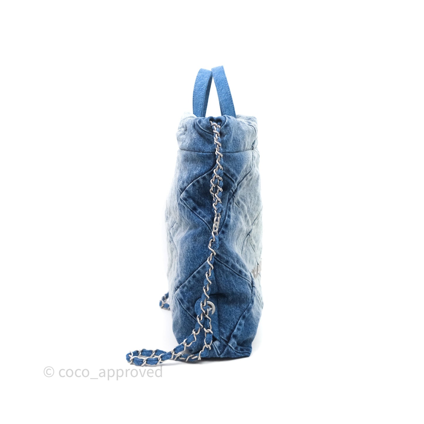 Chanel 22 Small Backpack Blue Denim Ruthenium Hardware