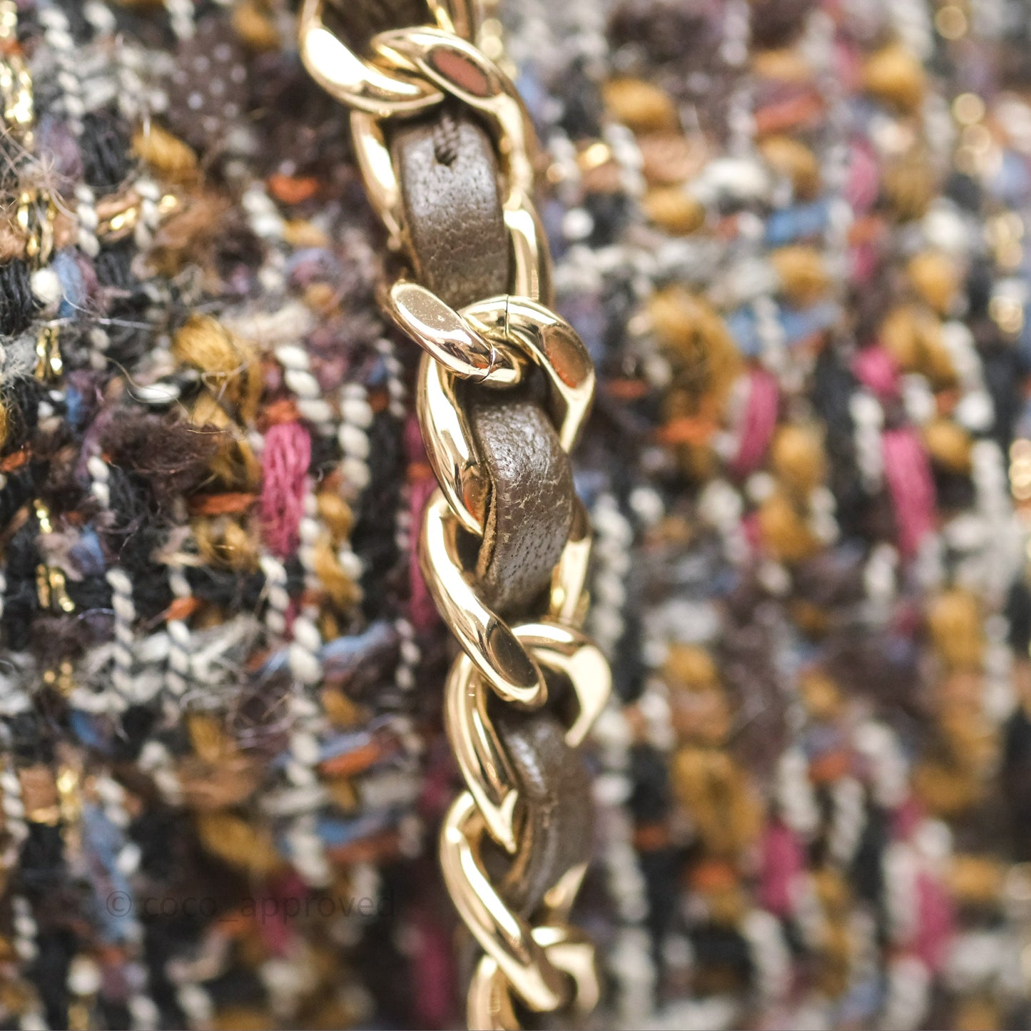 Chanel Top Handle Flap Bag Tweed Gold Hardware