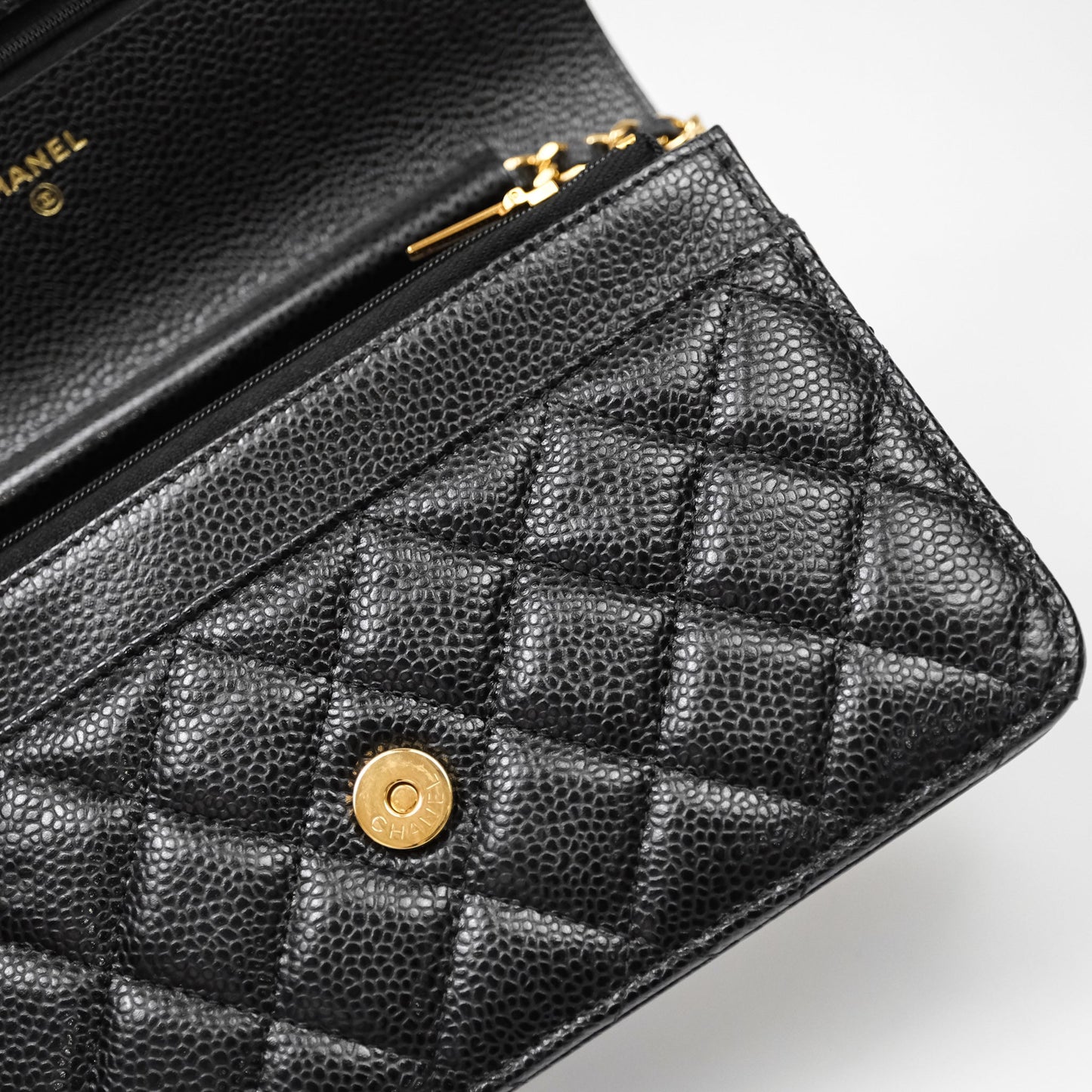 Chanel Quilted WOC Black Caviar Gold Hardware