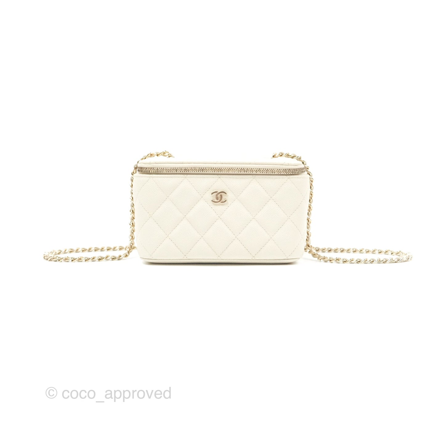 Chanel Classic Vanity With Chain Ivory Caviar Gold Hardware