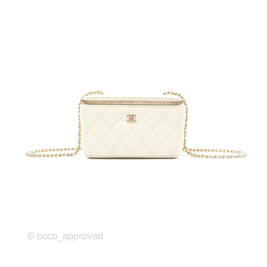 Chanel Classic Vanity With Chain Ivory Caviar Gold Hardware