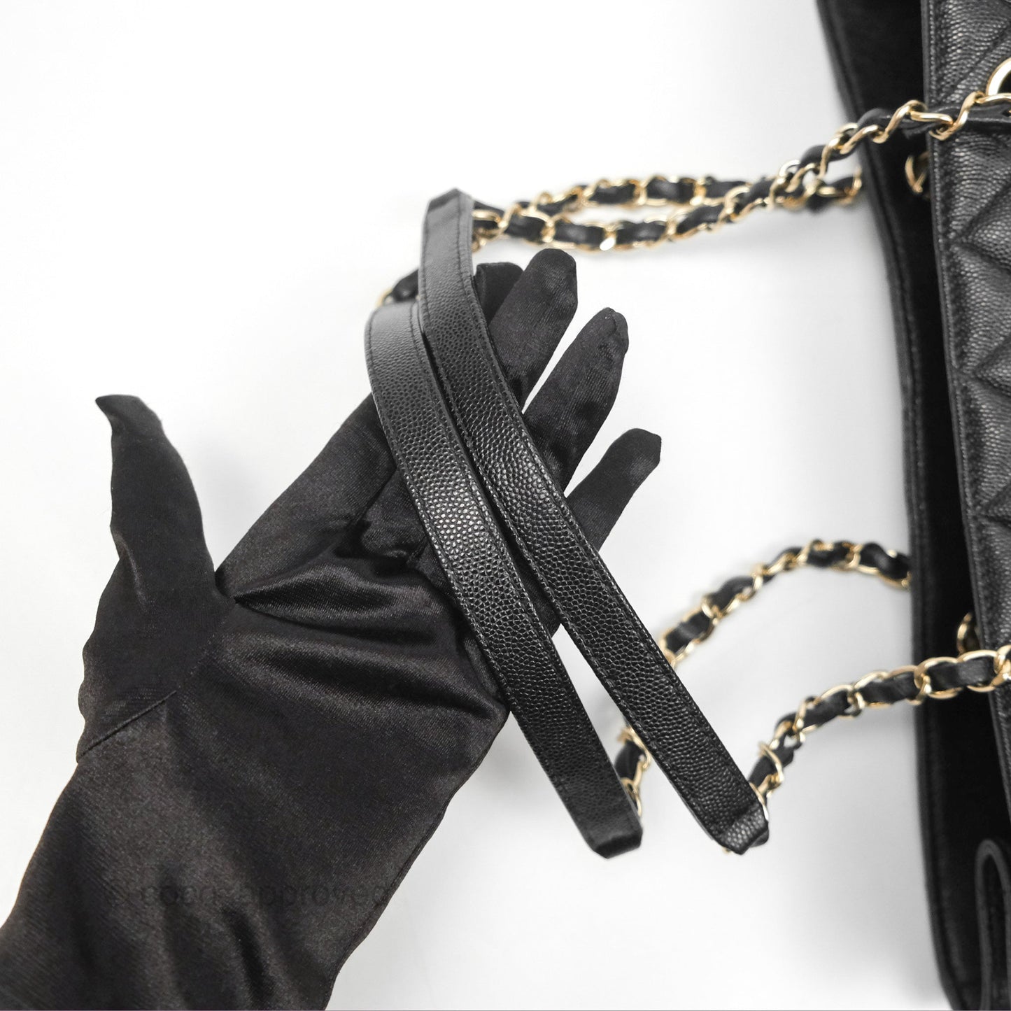 Chanel Large Shopping Tote Quilted Black Caviar Gold Hardware