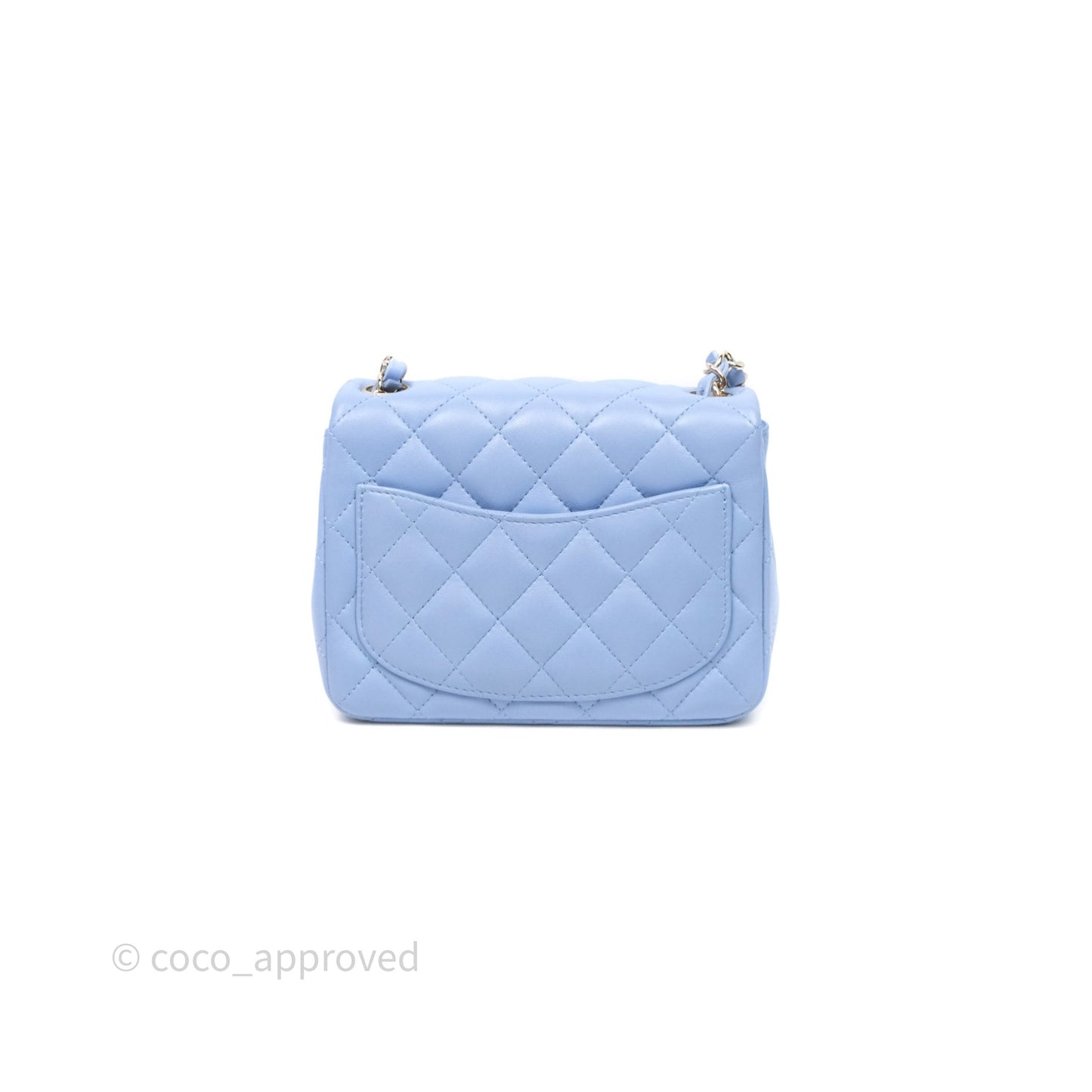 Chanel Mini Square Quilted Sky Blue Lambskin Gold Hardware