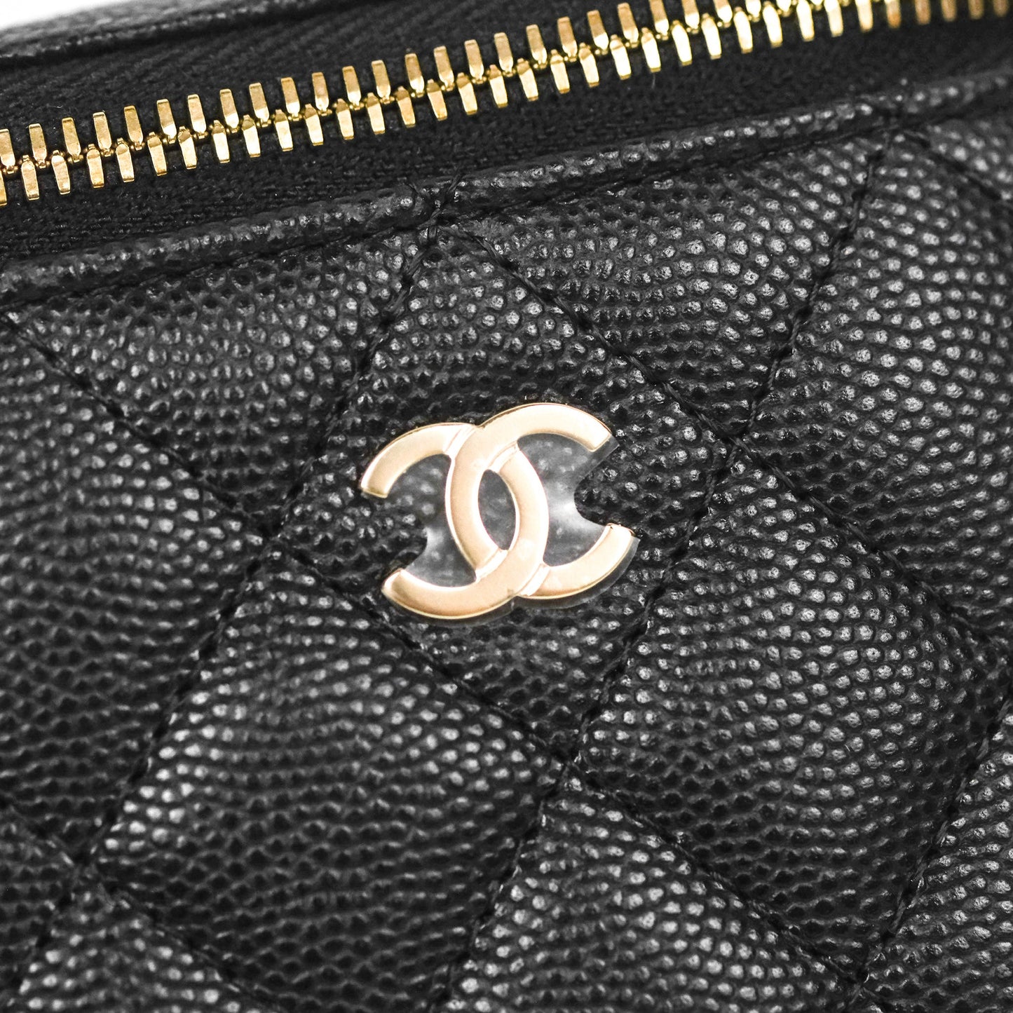 Chanel Classic Mini Vanity With Chain Black Caviar Gold Hardware