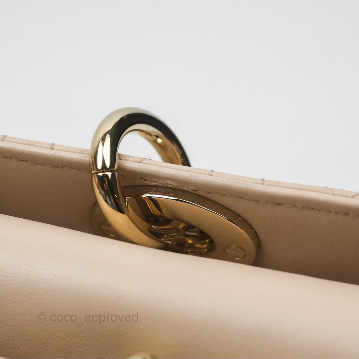 Christian Dior Medium Lady D-Joy Bag Beige Lambskin Cannage Gold Hardware