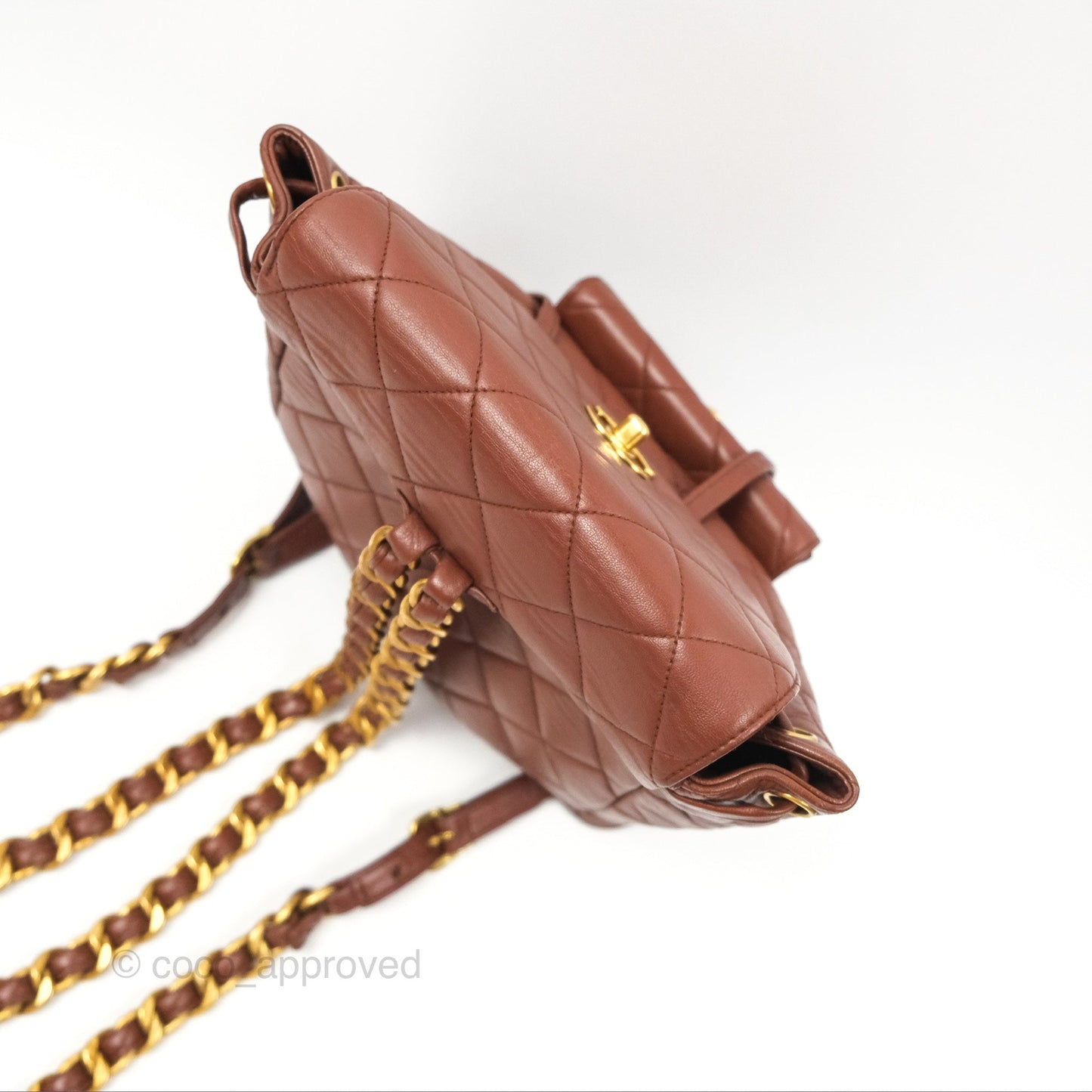 Chanel Vintage CC Duma Backpack Brown Lambskin 24K Gold Hardware