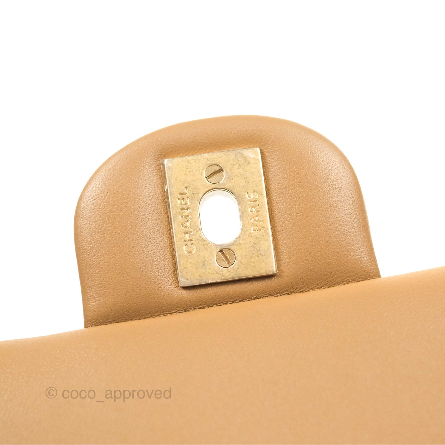 Chanel Top Handle Mini Rectangular Flap Bag Beige Lambskin Aged Gold Hardware
