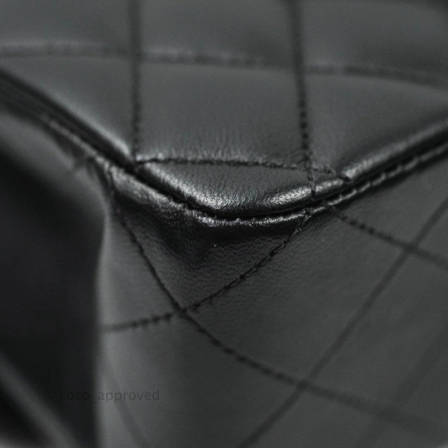 Chanel Classic M/L Medium Double Flap Bag Black Lambskin Silver Hardware