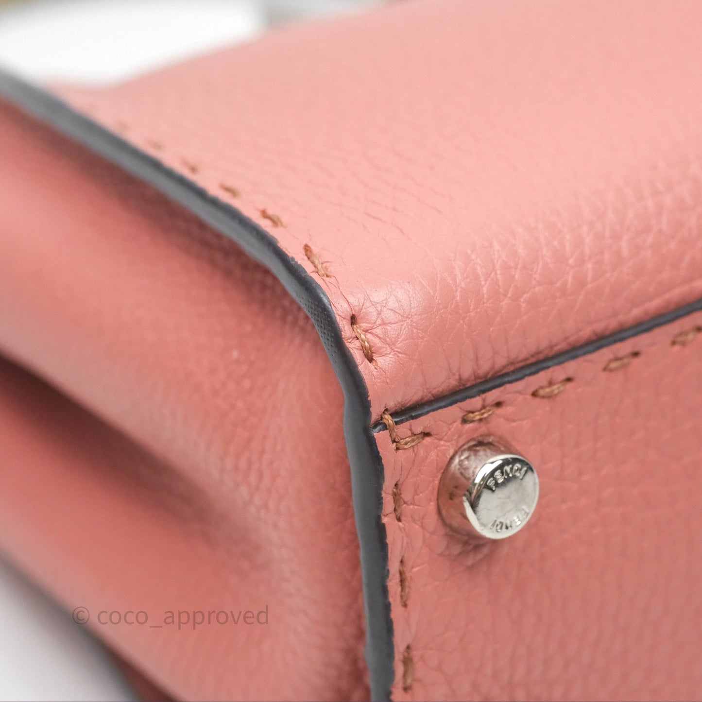 Fendi Mini Peekaboo Bag Pink Grained Leather/Python Silver Hardware with Defender