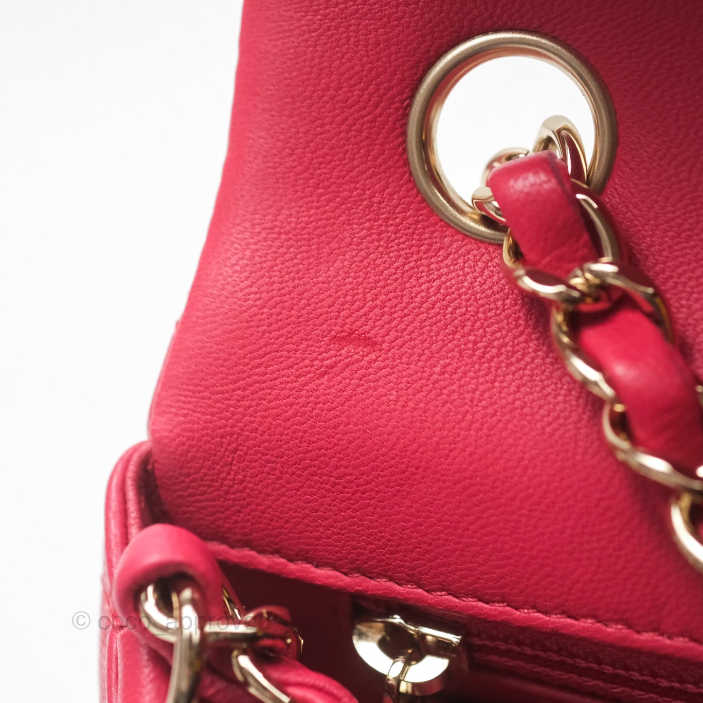 Chanel Quilted Mini Rectangular Flap Berry Red Lambskin Gold Hardware