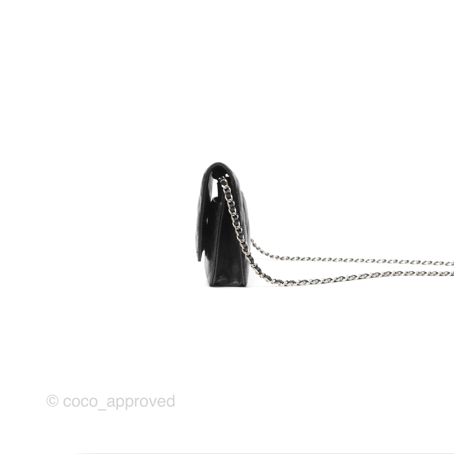 Chanel Quilted Classic Wallet On Chain WOC Black Caviar Silver Hardware
