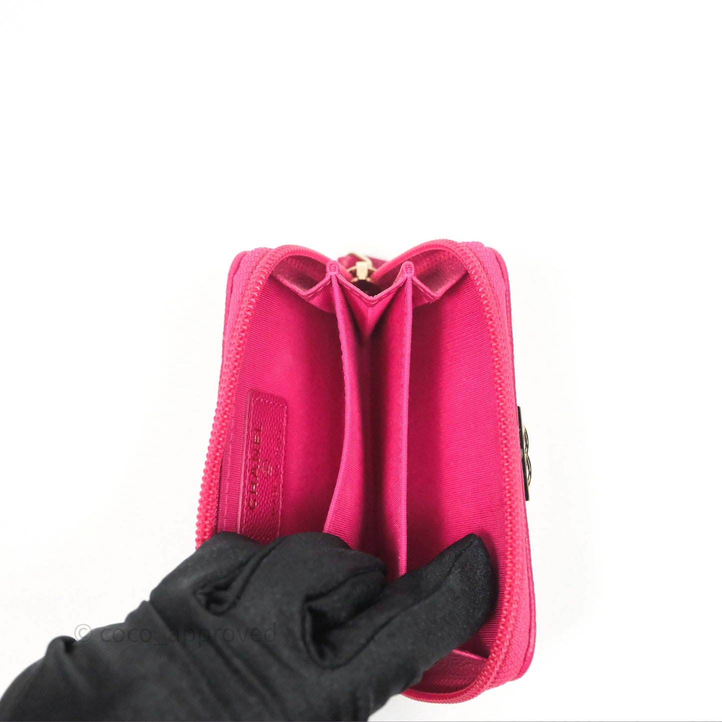 Chanel Boy Zipped Coin Purse Hot Pink Caviar Gold Hardware