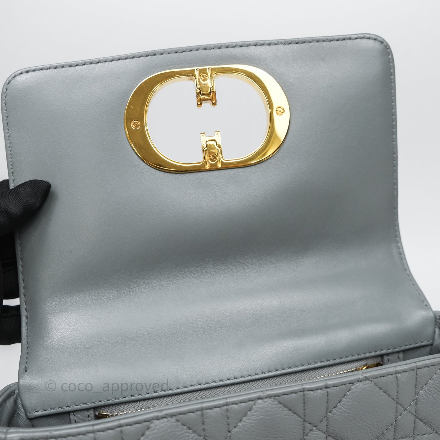 Christian Dior Small Caro Bag Stone Gray Supple Cannage Calfskin