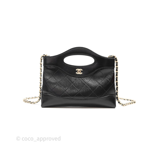 Chanel Nano 31 Black Shiny Calfskin Gold Hardware