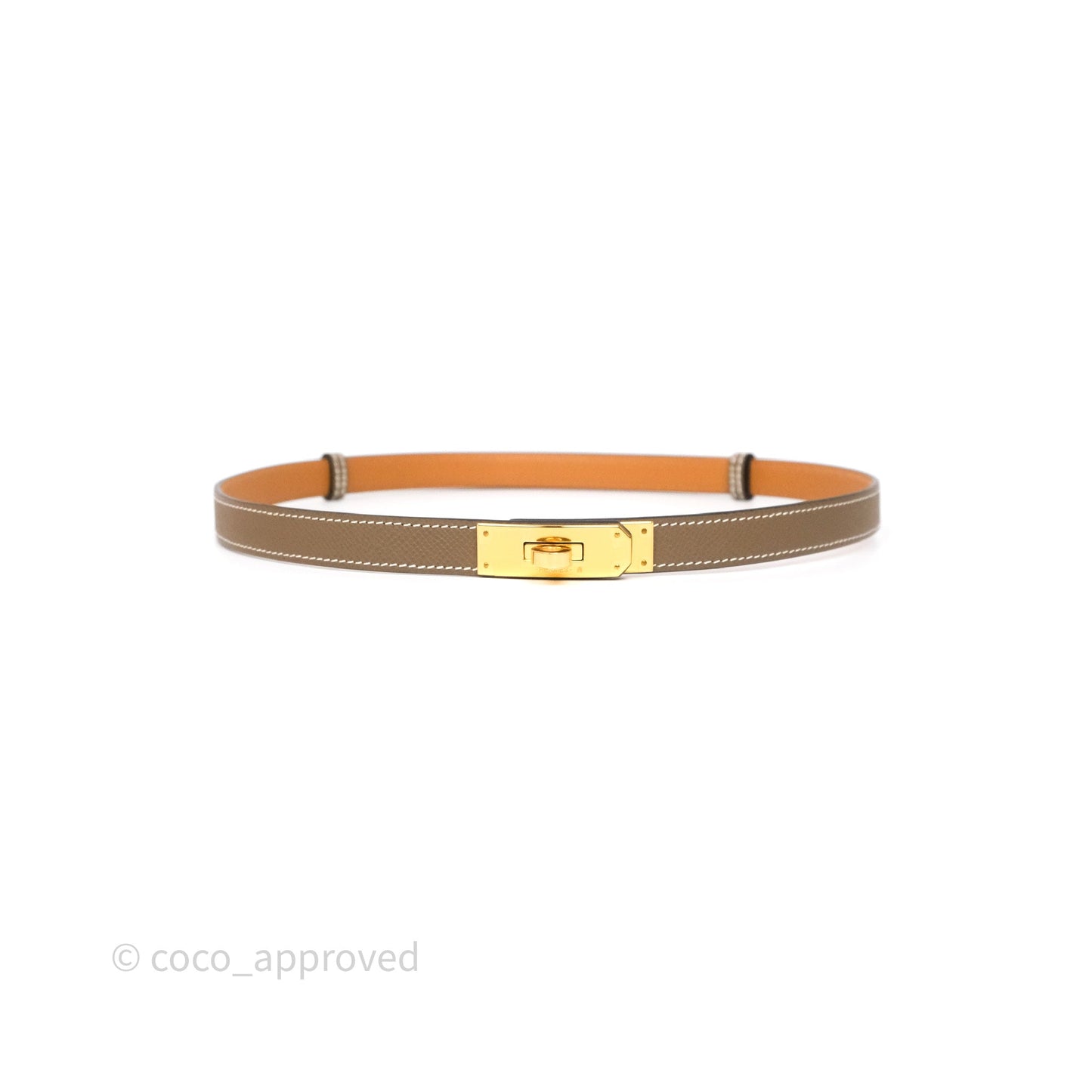 Hermès Kelly Buckle Belt Etoupe Epsom Gold Hardware