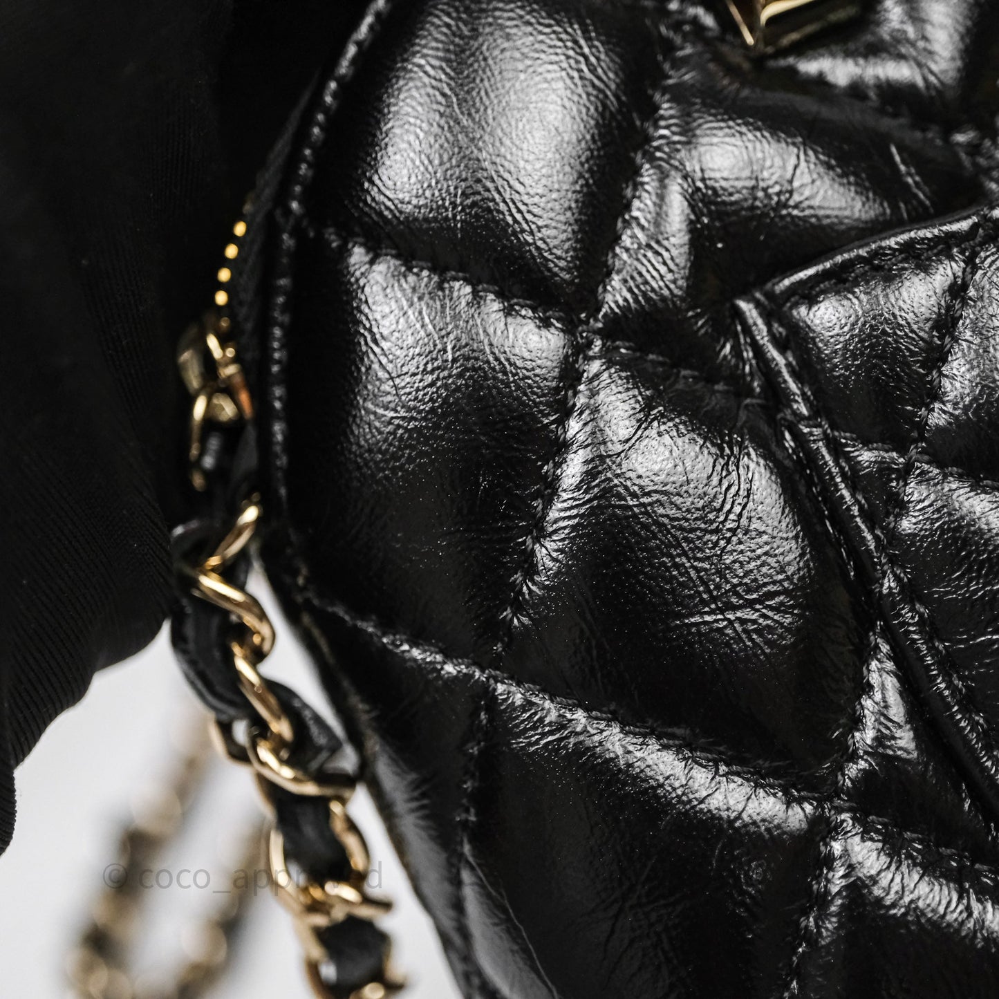 Chanel Handle Clutch with Chain Black Shiny Lambskin Gold Hardware