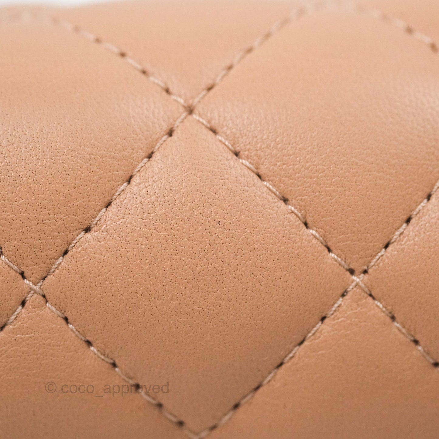 Chanel Quilted Mini Rectangular Flap Beige Lambskin Gold Hardware