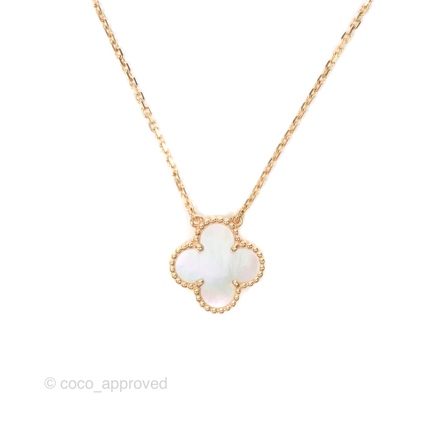 Van Cleef & Arpels Vintage Alhambra Pendant Necklace White Mother-of-pearl Yellow Gold