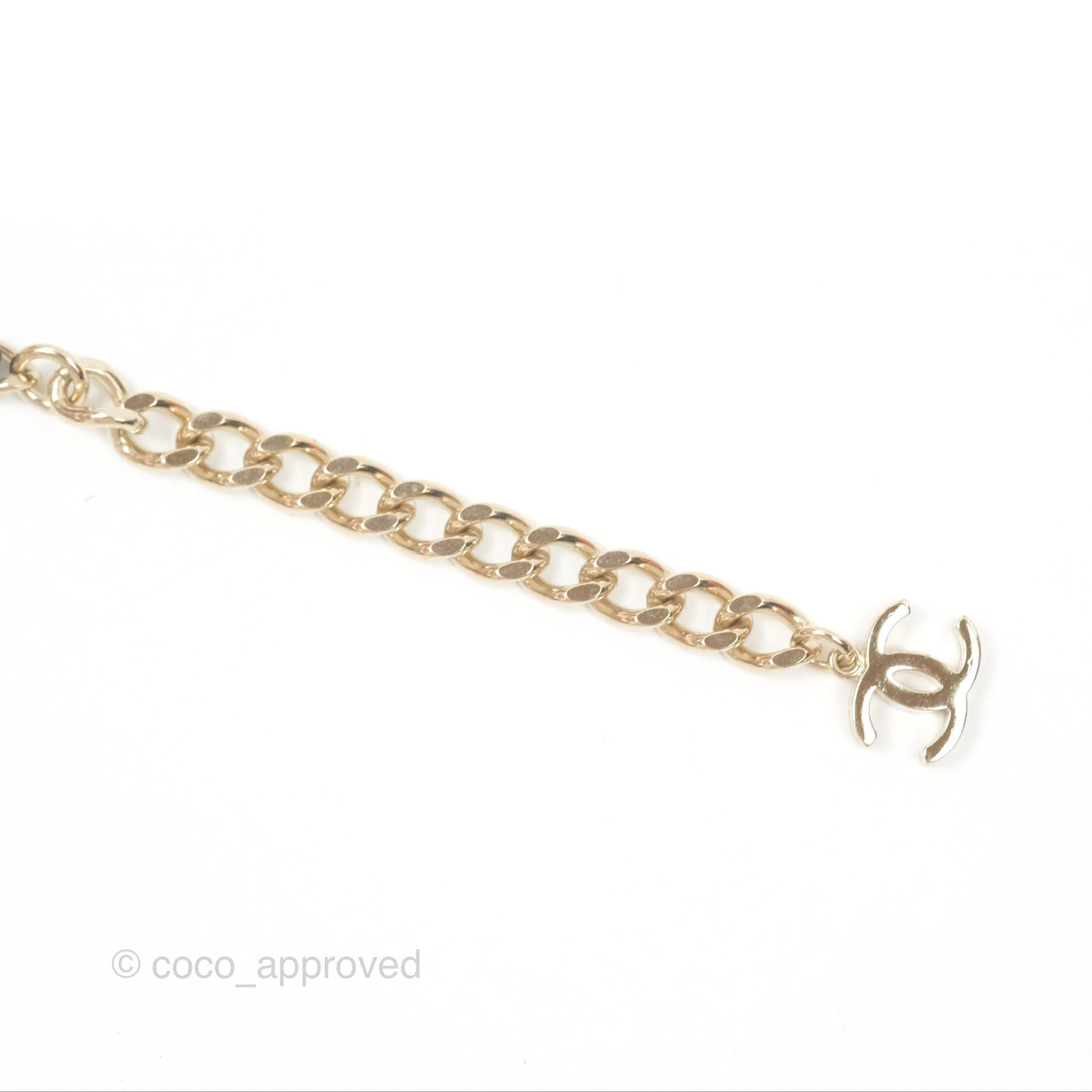 Chanel Crystal CC Black Leather Chain Choker Gold Tone 21B