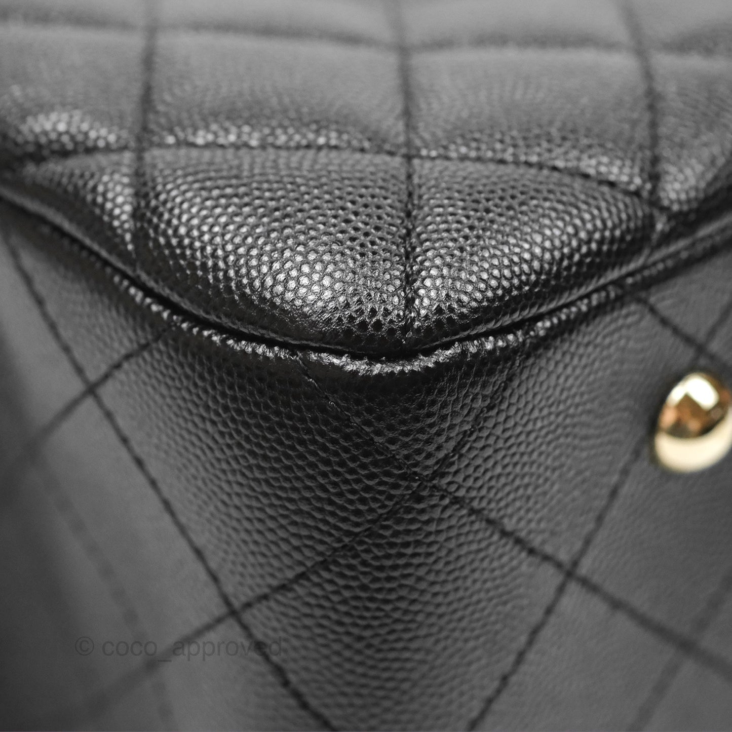 Chanel Large Shopping Tote Quilted Black Caviar Gold Hardware