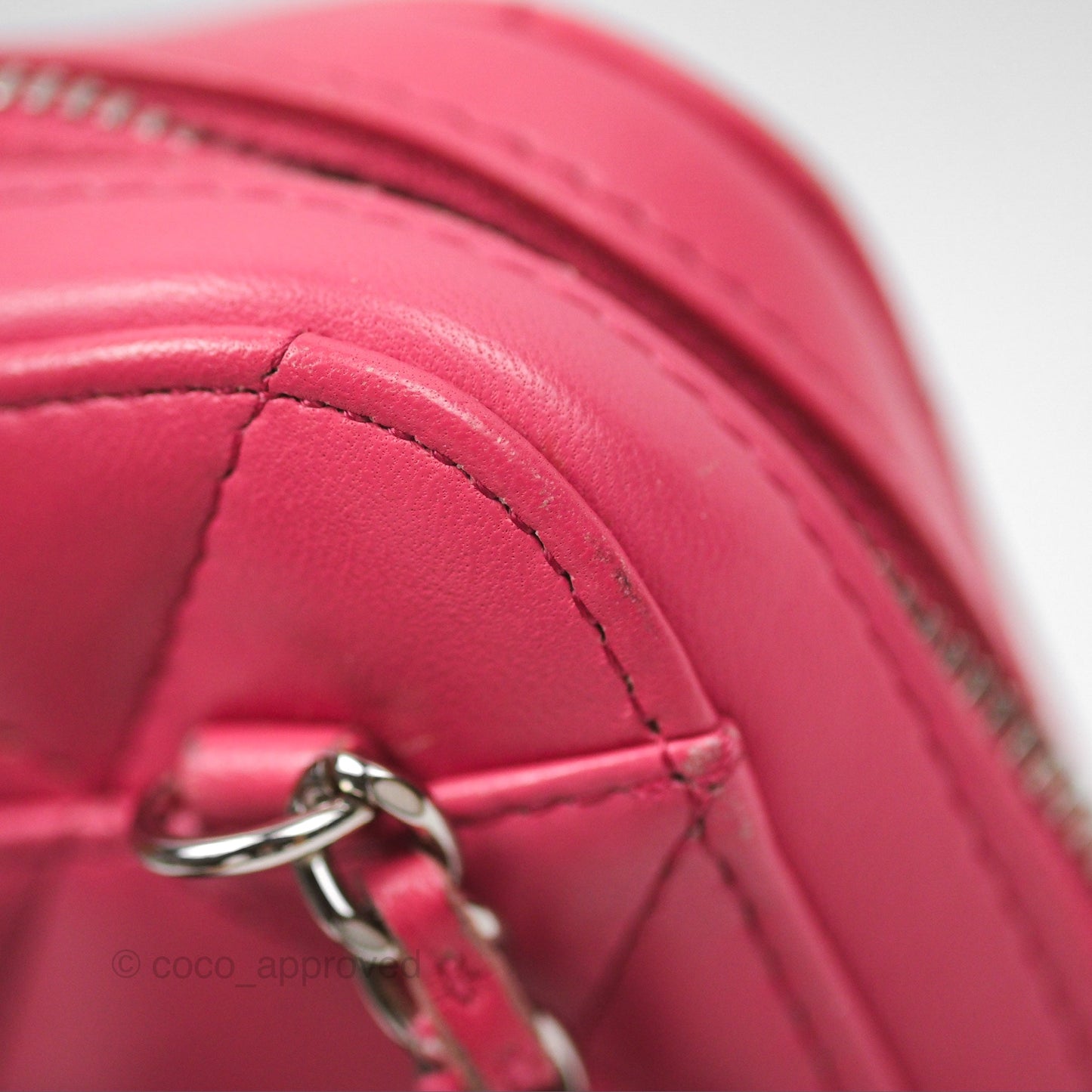 Chanel Quilted Phone Holder Pink Lambskin Silver Hardware