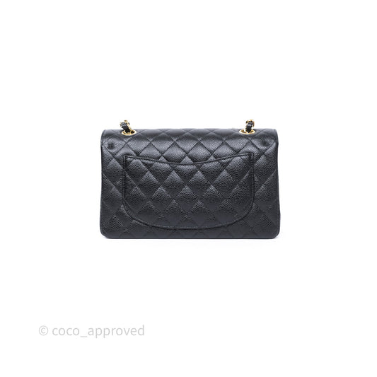 Chanel Small Classic Flap Quilted Black Caviar Gold Hardware