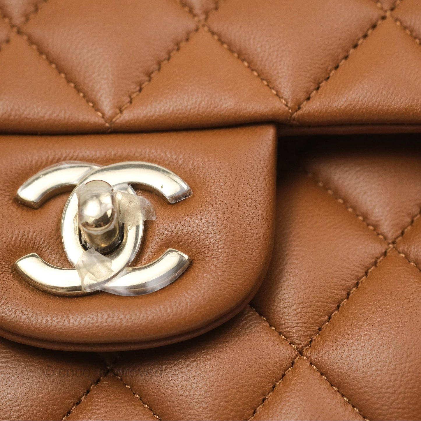 Chanel Classic M/L Medium Flap Quilted Brown Lambskin Gold Hardware