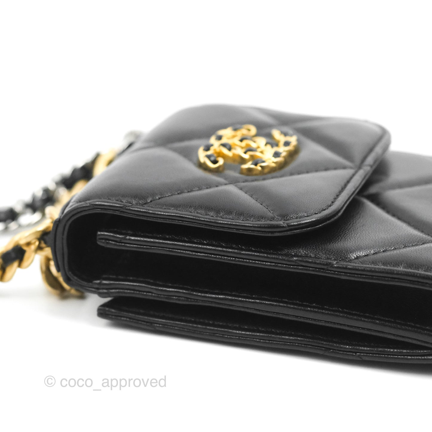 Chanel 19 Phone Holder Black Mixed Hardware