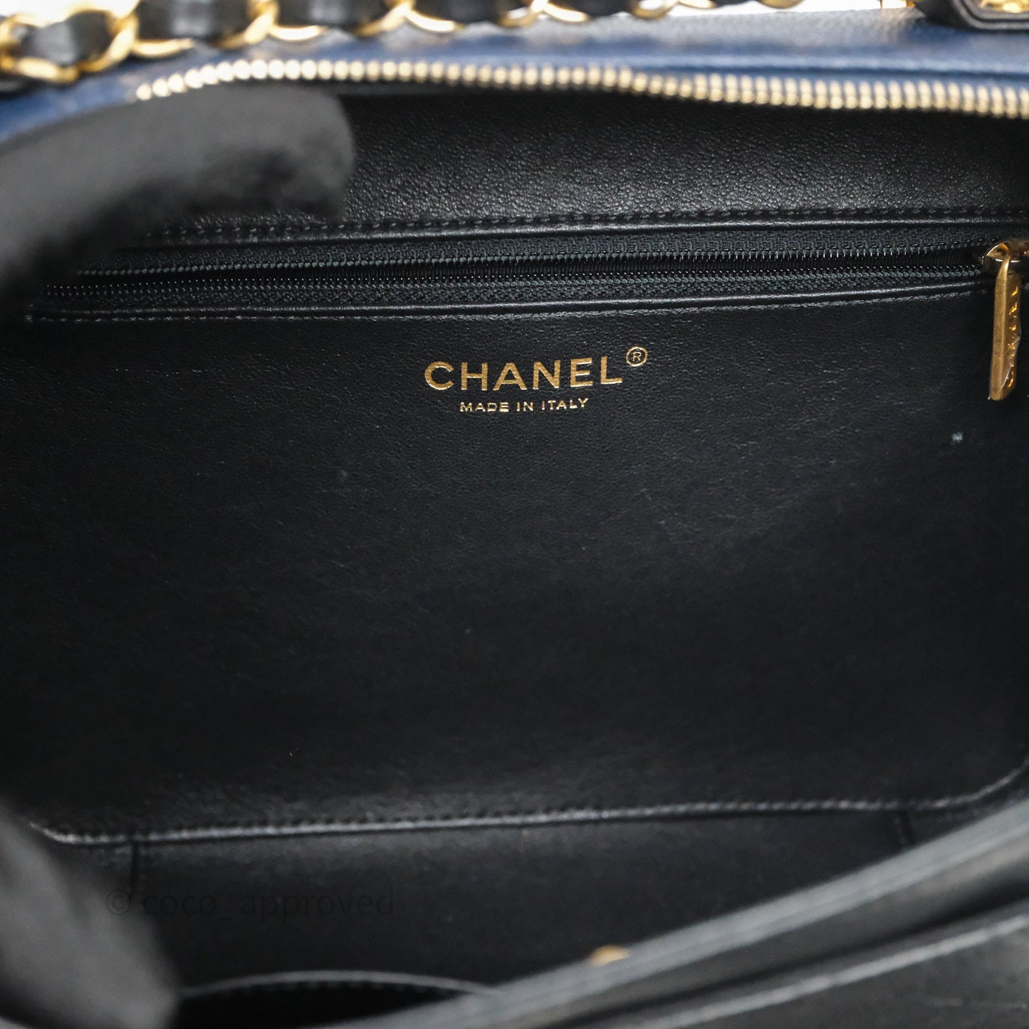 Chanel Quilted Large CC Filigree Vanity Case Navy Black Caviar