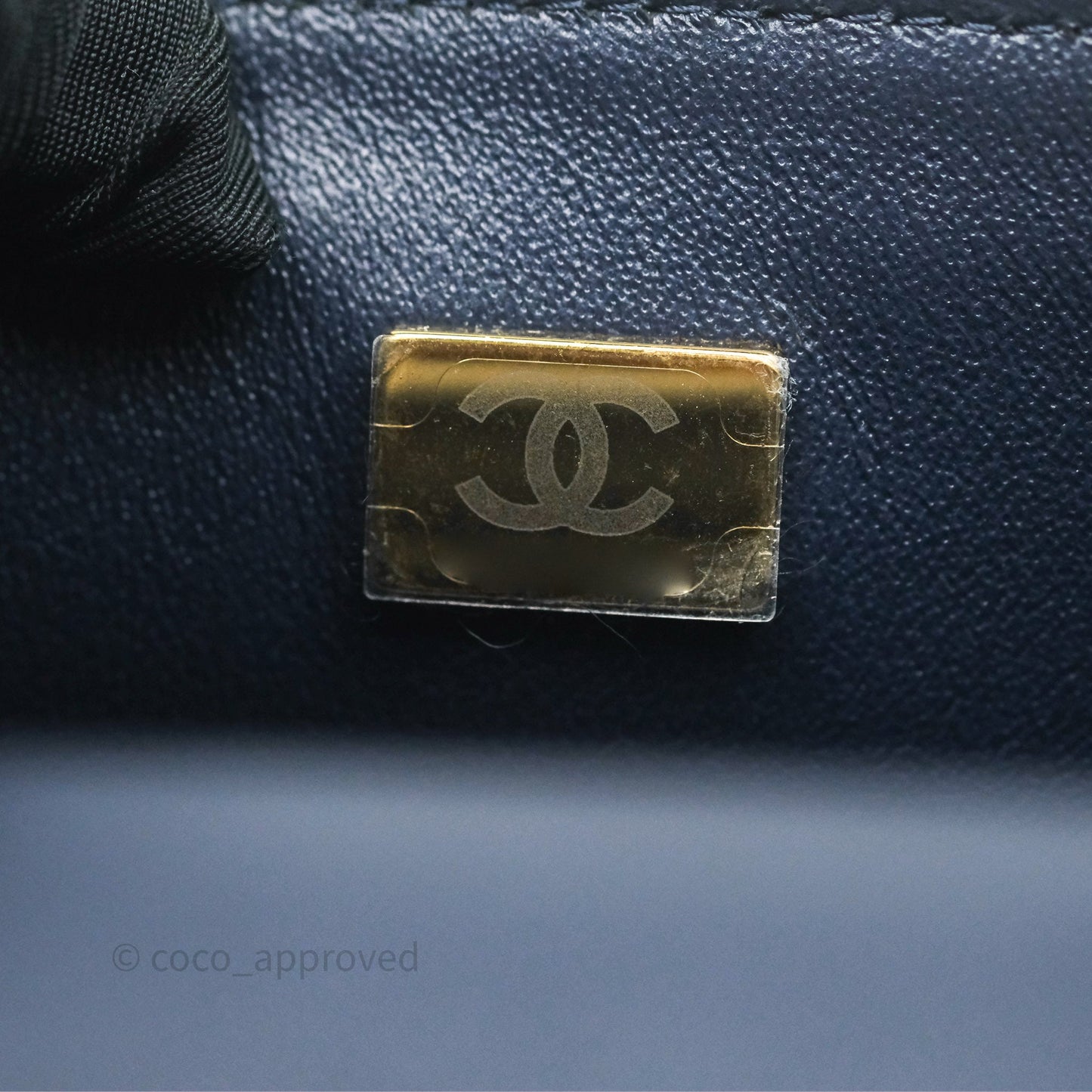 Chanel Top Handle Mini Rectangular Flap Bag Navy Lambskin Gold Hardware