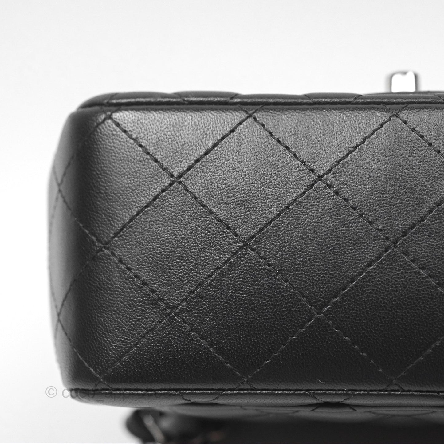 Chanel Mini Square Flap Quilted Black Lambskin Silver Hardware