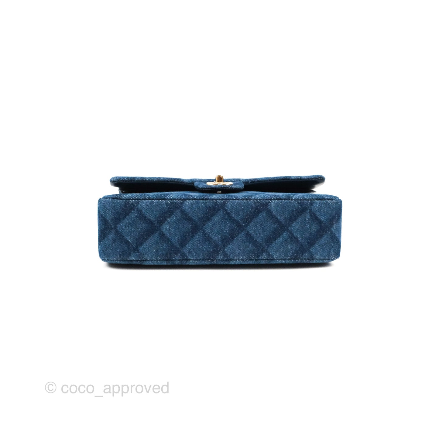 Chanel M/L Quilted Medium Double Flap Dark Blue Printed Denim 22B