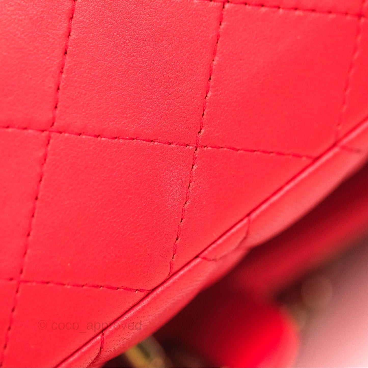 Chanel Classic M/L Medium Flap Quilted Red Lambskin Gold Hardware