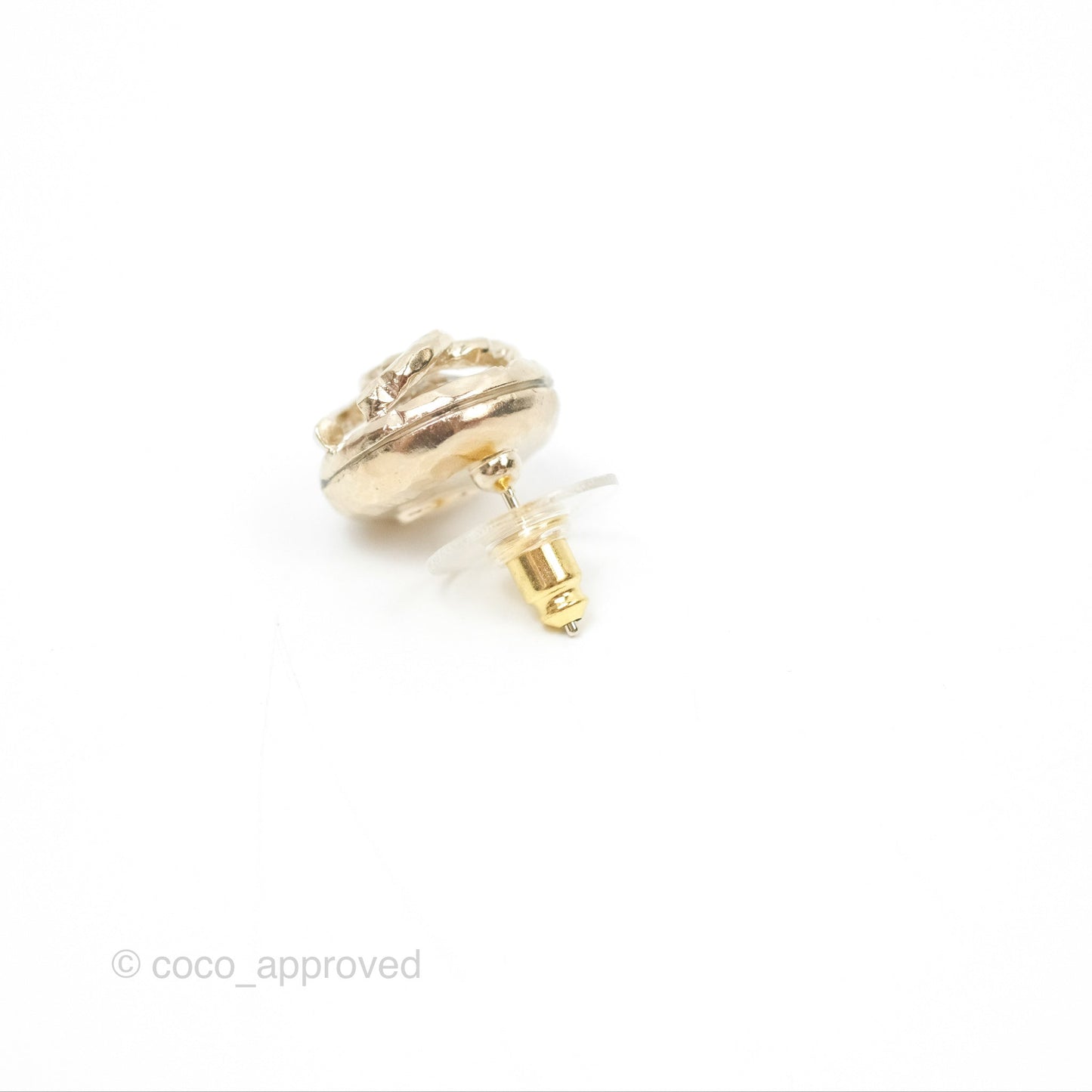 Chanel Round CC Crystal Round Earrings Gold Tone 21A