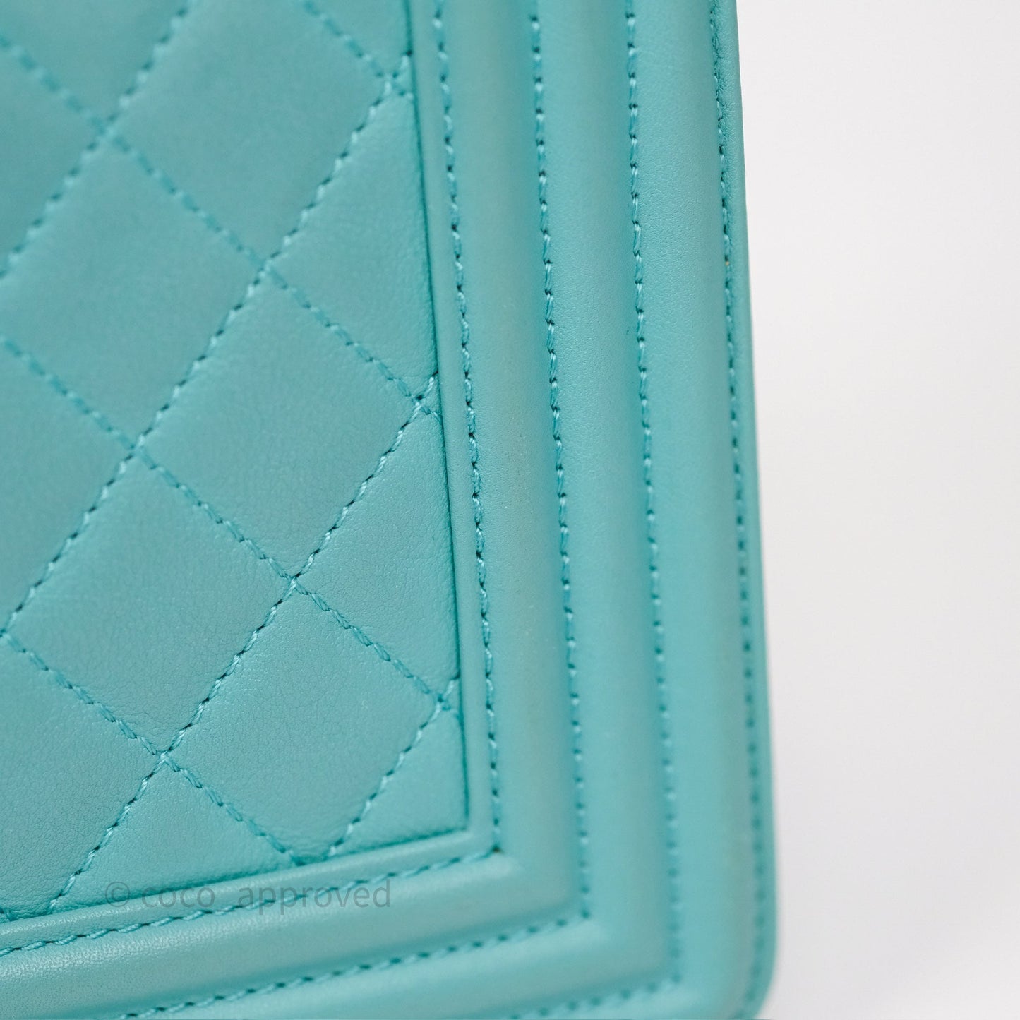 Chanel Medium Boy Quilted Turquoise Calfskin Aged Gold Hardware
