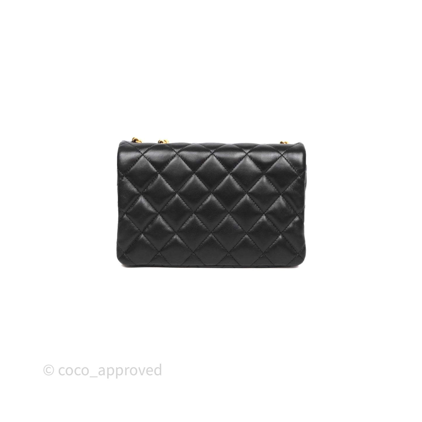 Chanel Small All Slide Adjustable Chain Flap Bag Black Lambskin Aged Gold Hardware 22K