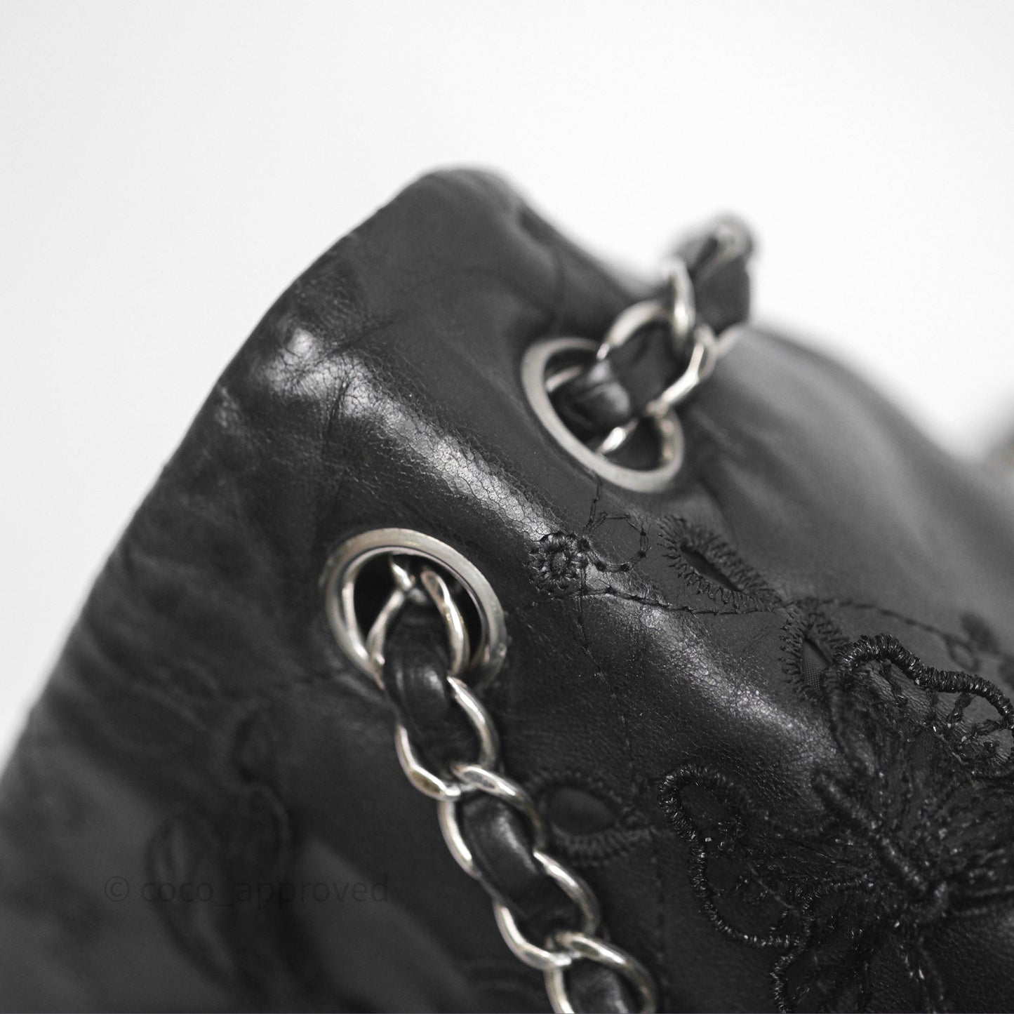 Chanel Embroidered Butterfly Flap Black Lambskin Ruthenium Hardware