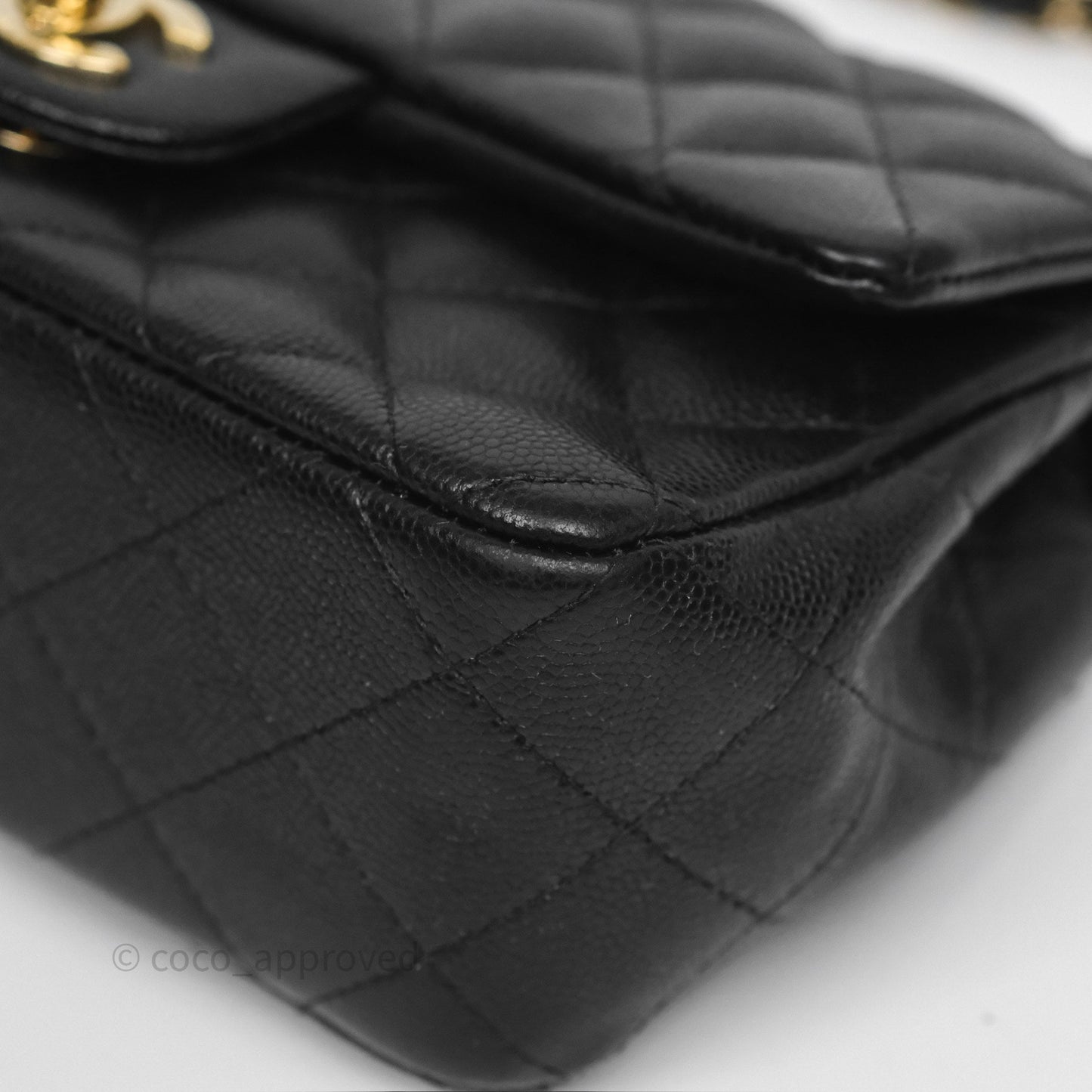 Chanel Mini Rectangular Quilted Black Caviar Gold Hardware